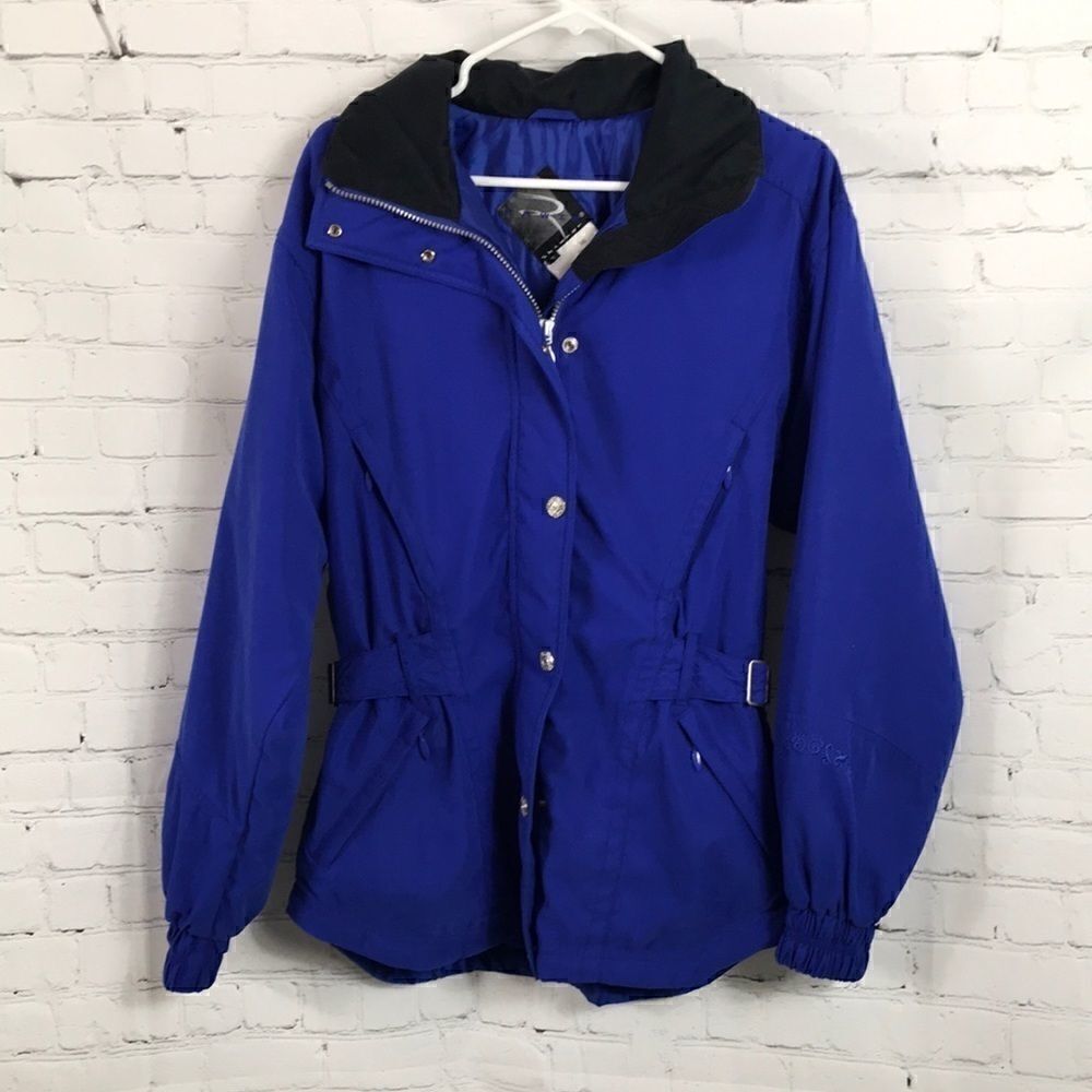 Rawik Skiwear Womens Ski or Snowboard Coat Size S retro EUC Royal blue suede